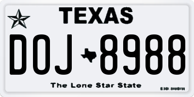 TX license plate DOJ8988
