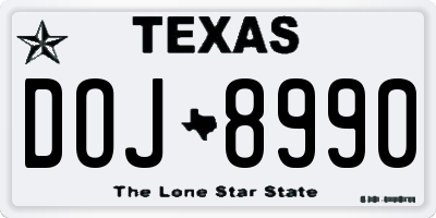 TX license plate DOJ8990