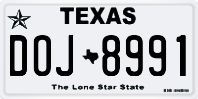 TX license plate DOJ8991