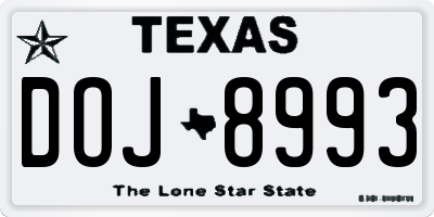 TX license plate DOJ8993