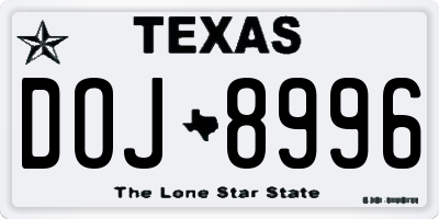 TX license plate DOJ8996