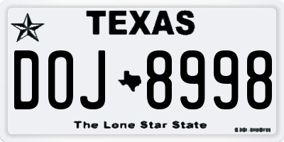 TX license plate DOJ8998