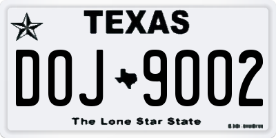 TX license plate DOJ9002