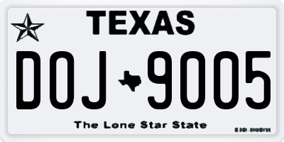 TX license plate DOJ9005
