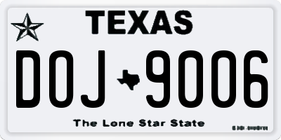 TX license plate DOJ9006