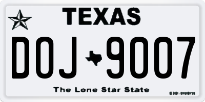 TX license plate DOJ9007