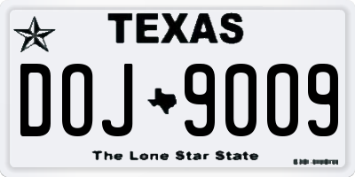TX license plate DOJ9009