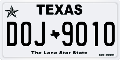 TX license plate DOJ9010