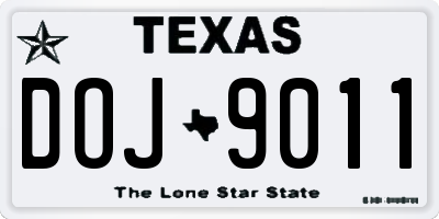 TX license plate DOJ9011