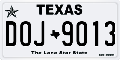 TX license plate DOJ9013