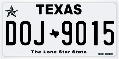 TX license plate DOJ9015