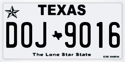 TX license plate DOJ9016