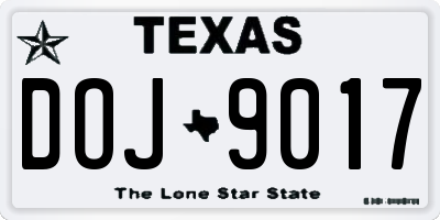 TX license plate DOJ9017