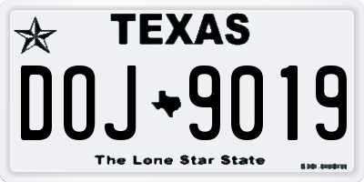 TX license plate DOJ9019