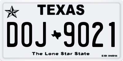 TX license plate DOJ9021