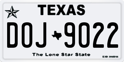TX license plate DOJ9022