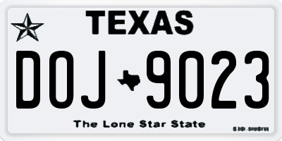 TX license plate DOJ9023
