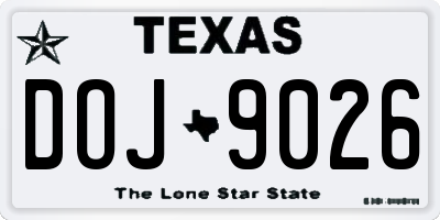 TX license plate DOJ9026