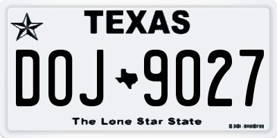 TX license plate DOJ9027