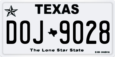 TX license plate DOJ9028