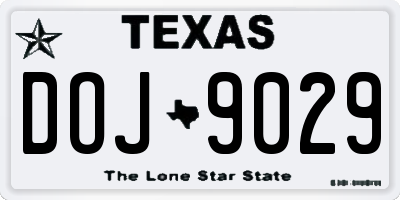 TX license plate DOJ9029