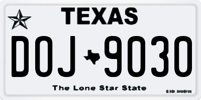 TX license plate DOJ9030