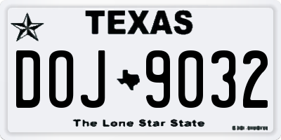 TX license plate DOJ9032
