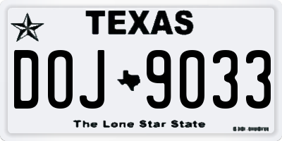 TX license plate DOJ9033