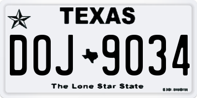 TX license plate DOJ9034