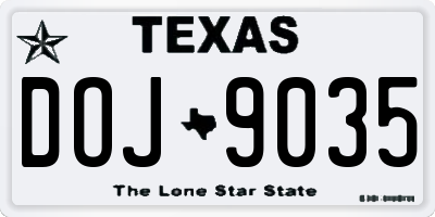 TX license plate DOJ9035