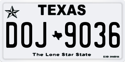 TX license plate DOJ9036