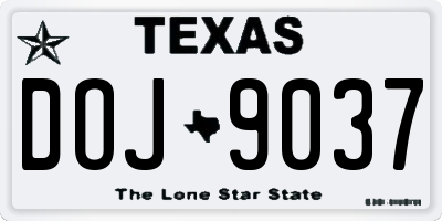TX license plate DOJ9037