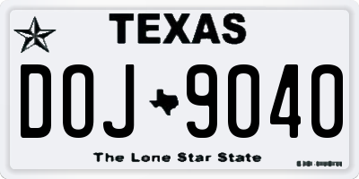 TX license plate DOJ9040