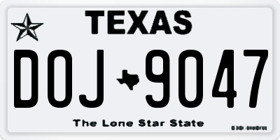 TX license plate DOJ9047