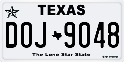 TX license plate DOJ9048