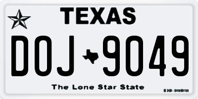 TX license plate DOJ9049
