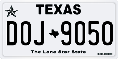 TX license plate DOJ9050