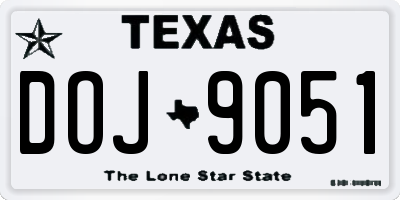 TX license plate DOJ9051