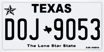 TX license plate DOJ9053