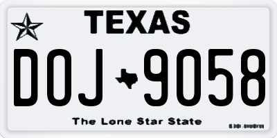 TX license plate DOJ9058