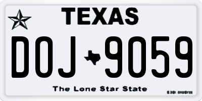 TX license plate DOJ9059