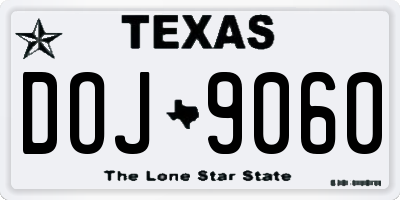 TX license plate DOJ9060