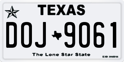 TX license plate DOJ9061