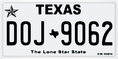 TX license plate DOJ9062