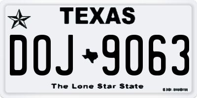 TX license plate DOJ9063