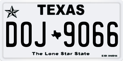 TX license plate DOJ9066