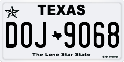 TX license plate DOJ9068