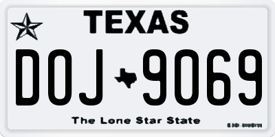 TX license plate DOJ9069