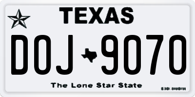 TX license plate DOJ9070