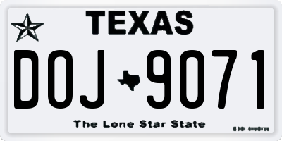 TX license plate DOJ9071